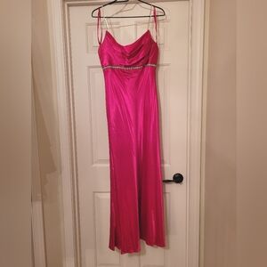 💞 Cache Vintage Hot Pink Satin Evening Gown 10